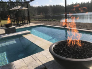 Poolside Fire Pits and Outdoor Kitchens